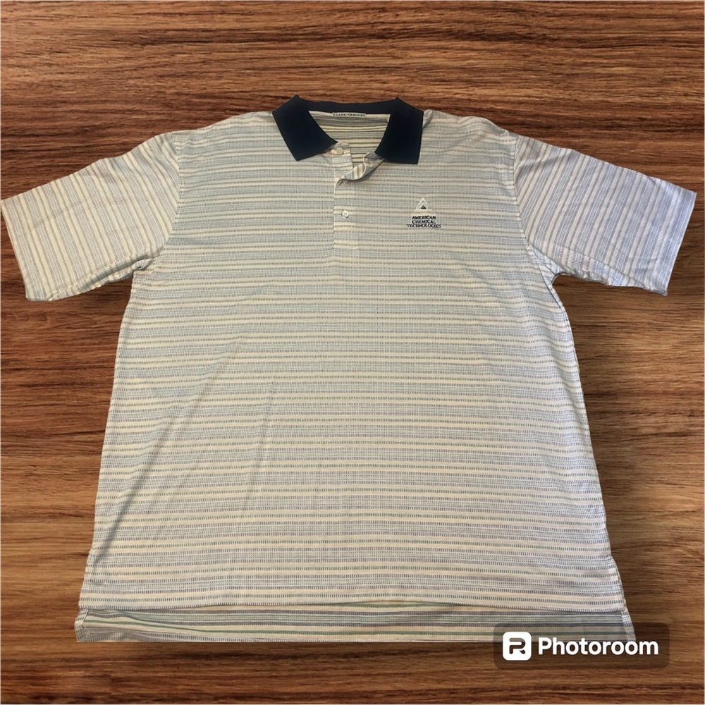 EUC. Men’s Clark Gregory American Chemical Tech Golf Polo. Blue,Yellow,White.XL.